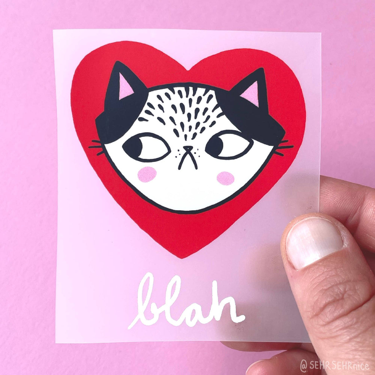 Bügelbild 'Katze Herz Illustration'