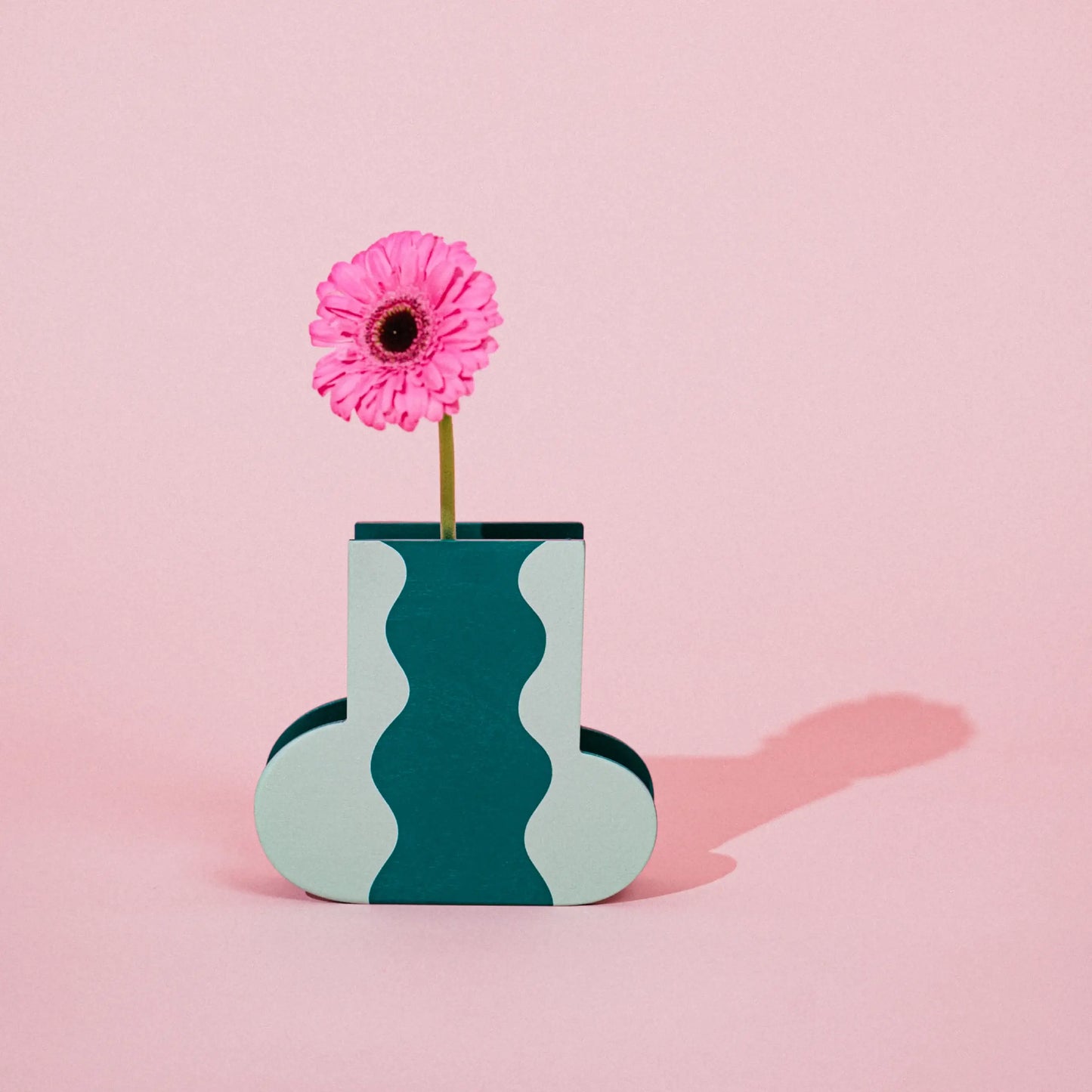 Holzvase 'WAVE' grün/mint