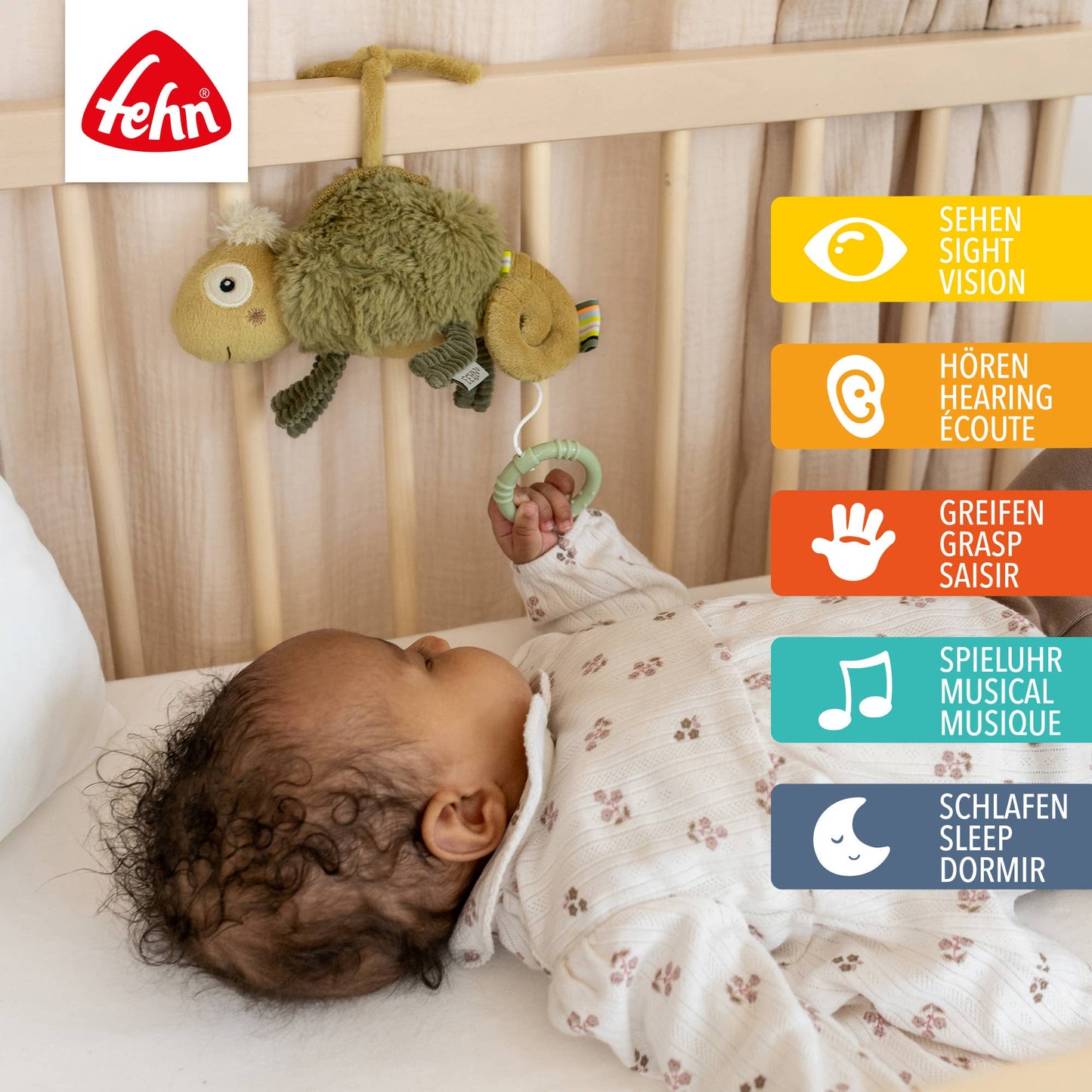 Mini-Spieluhr Chamäleon - Kuscheltier & Einschlafhilfe
