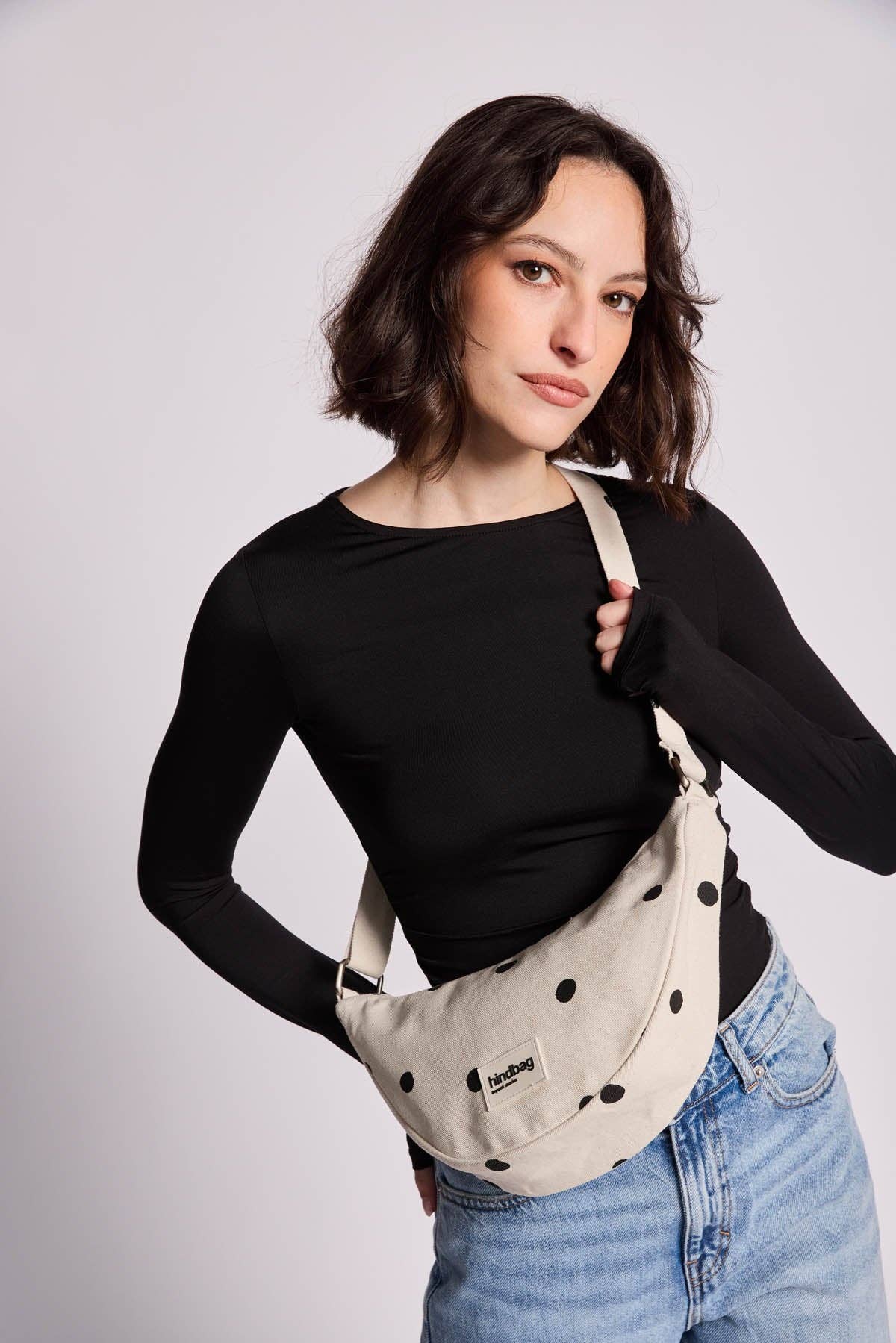 Damen Gürteltasche 'Andrea gepunktet' ecru