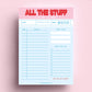 Rosa Notizblock A5 „All the stuff I try not to forget“