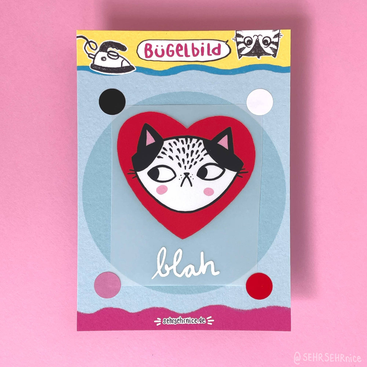 Bügelbild 'Katze Herz Illustration'