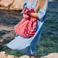 Damen Tasche Shopper Elisa Streifen orchidee/tomate