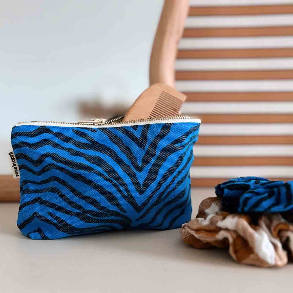 Damen Makeup Tasche Sofia Zebra griechisch blau