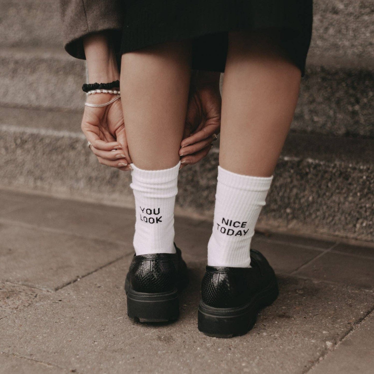 Socken 'You look nice today' weiß