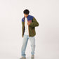 Unisex Sherpa-Jacke mit Reißverschluss blau und khaki