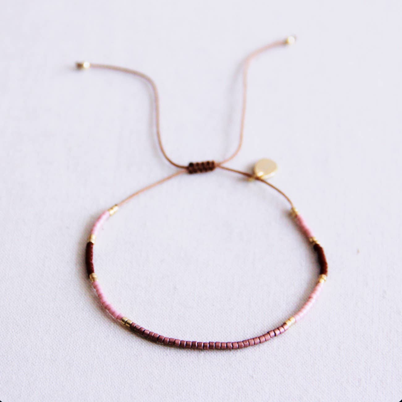 Miyuki-Armband Farbblockierung - Flieder/Taupe/Bordeaux