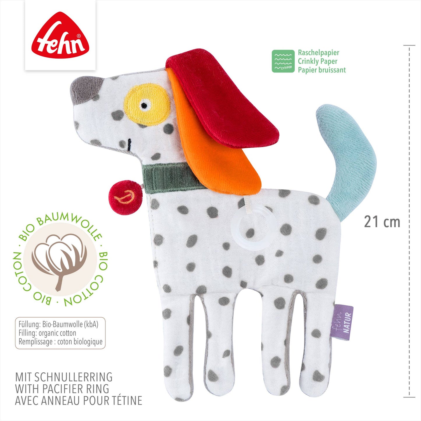 Knister-Hund NATUR - Activity-Rascheltier mit Bio-Baumwolle
