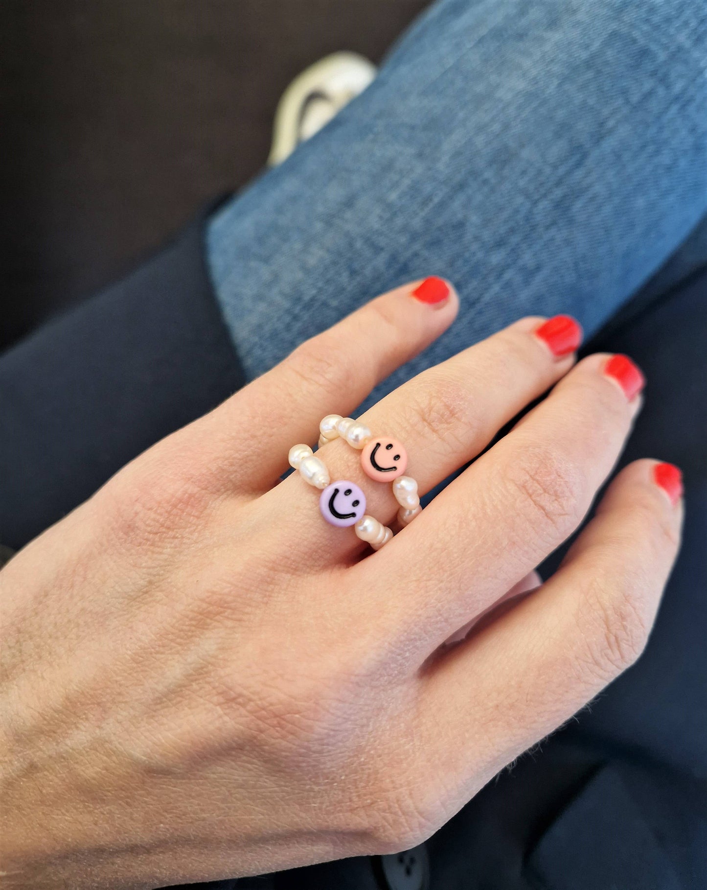 Smiley Perlen Ring | versch. Farben