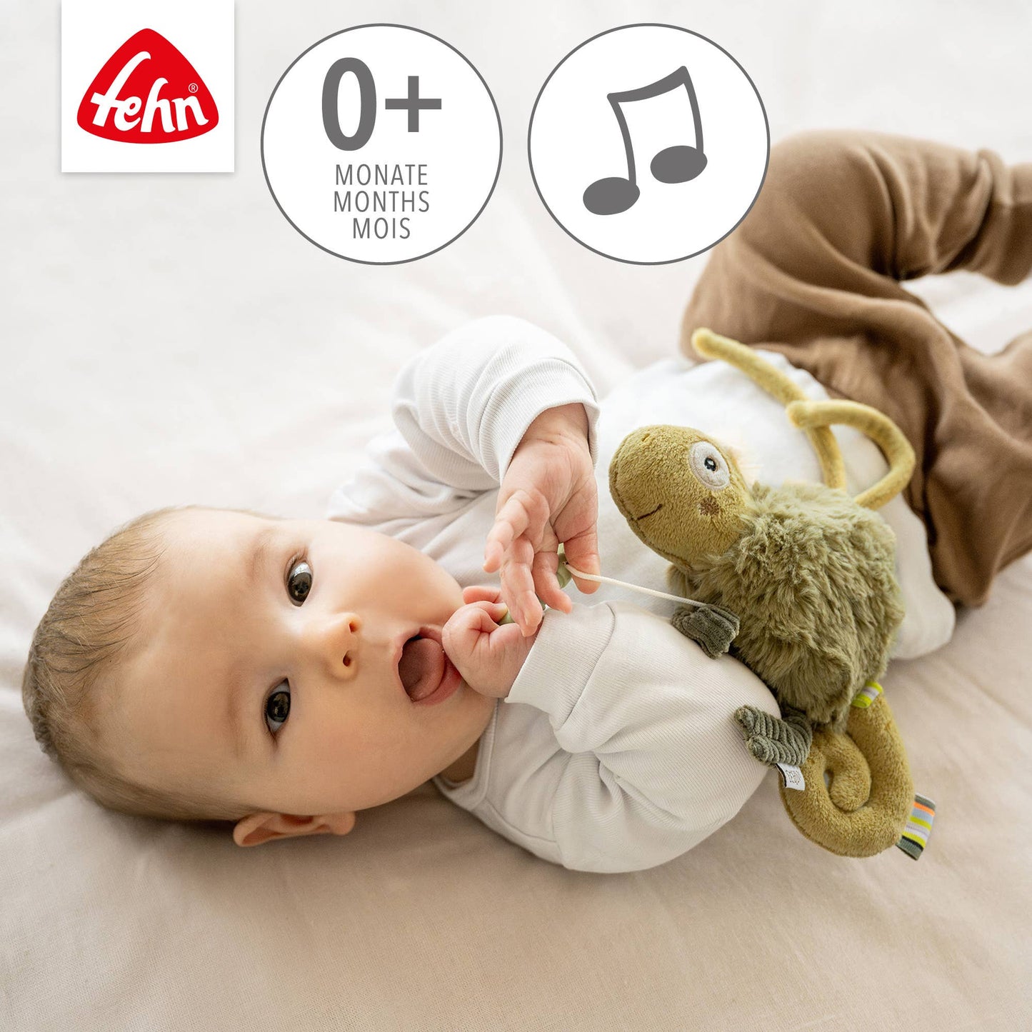 Mini-Spieluhr Chamäleon - Kuscheltier & Einschlafhilfe