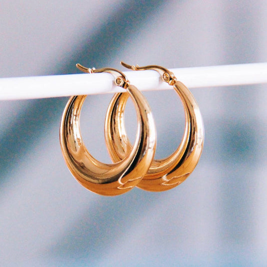 Damen Creolen gold 'Hoops breit' 32 mm