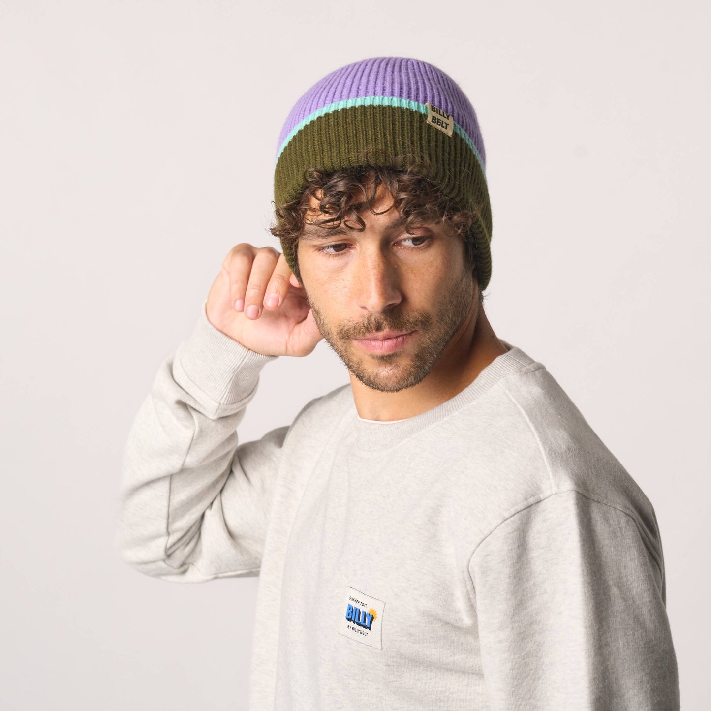 Wollmütze Unisex für Erwachsene violett/khaki/minzgrün