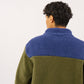Unisex Sherpa-Jacke mit Reißverschluss blau und khaki