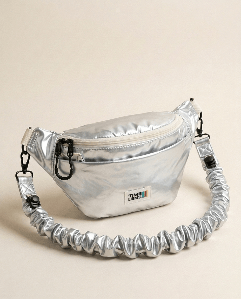 Damen Tasche 'Banane 80er Silber'