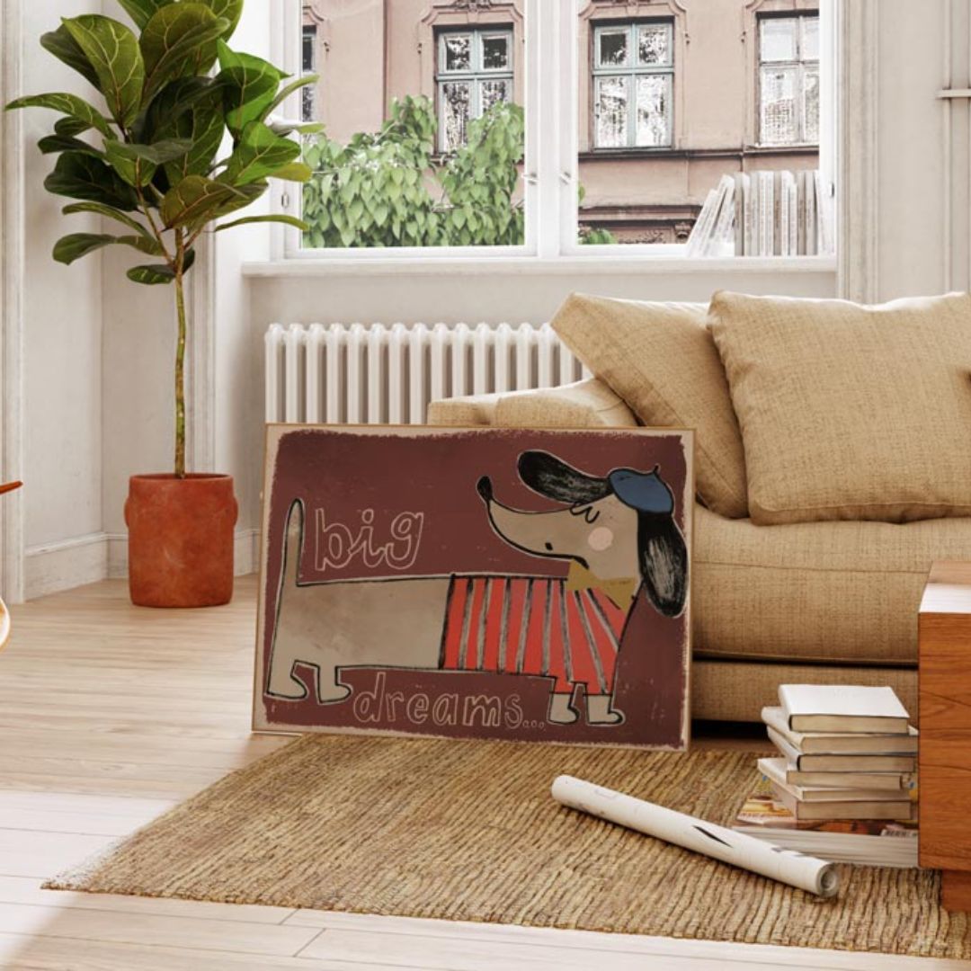 A3 Kunstdruck in Papierhülle 'Dackel - Big Dreams'