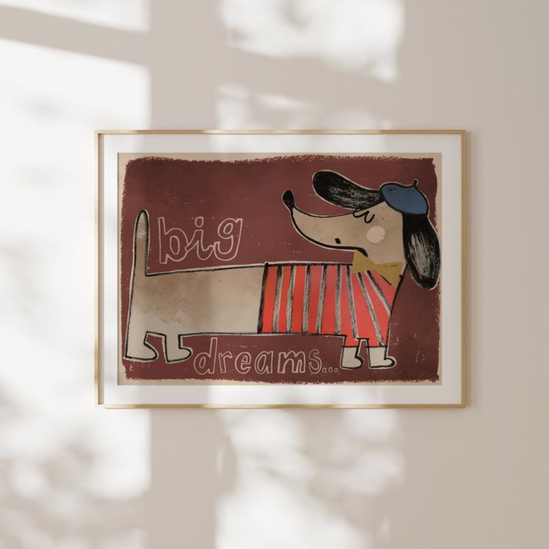 A3 Kunstdruck in Papierhülle 'Dackel - Big Dreams'