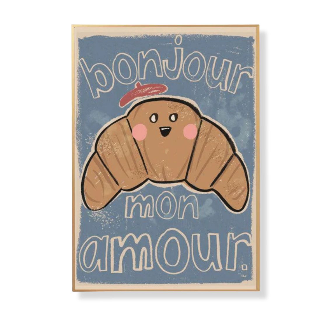 A3 Kunstdruck in Papierhülle 'Croissant - Bonjour Mon Amour'