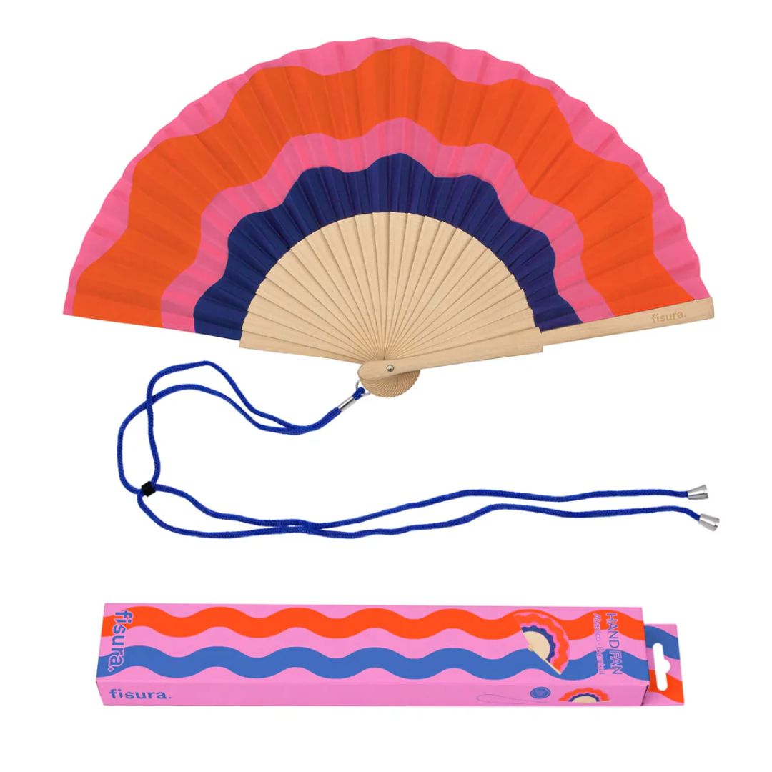Damen Fächer 'Ondas' rot/rosa/blau
