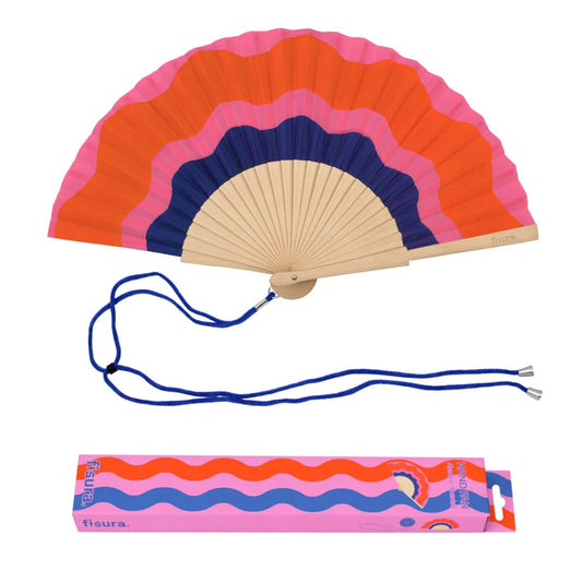 Damen Fächer 'Ondas' rot/rosa/blau
