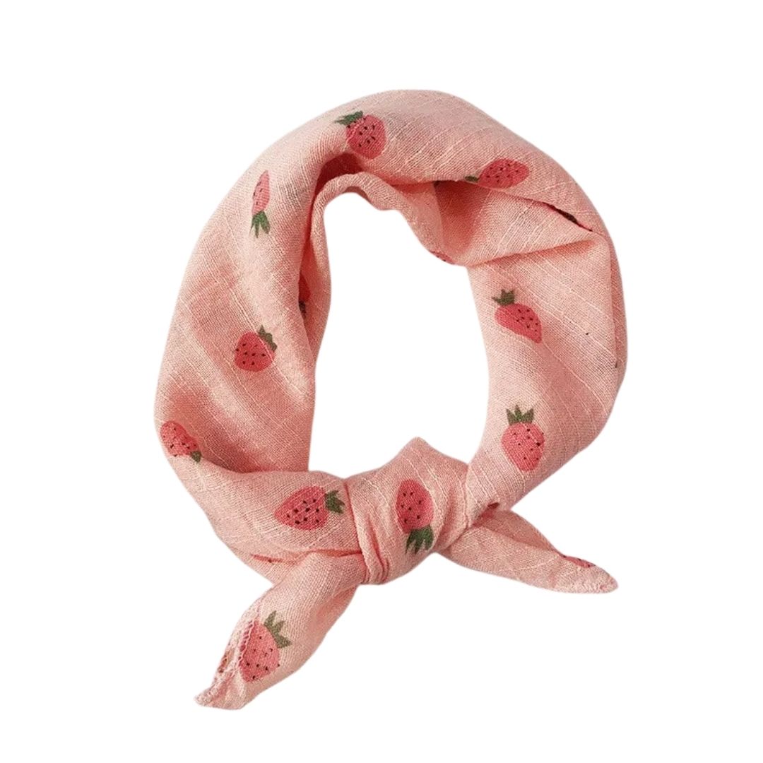 Baby Baumwoll-Leinen Dreieckstuch 'Berry Cute' rosa