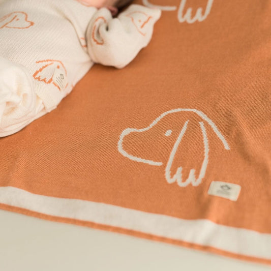 Baby Strickdecke aus Eco-Baumwolle 'Welpen'