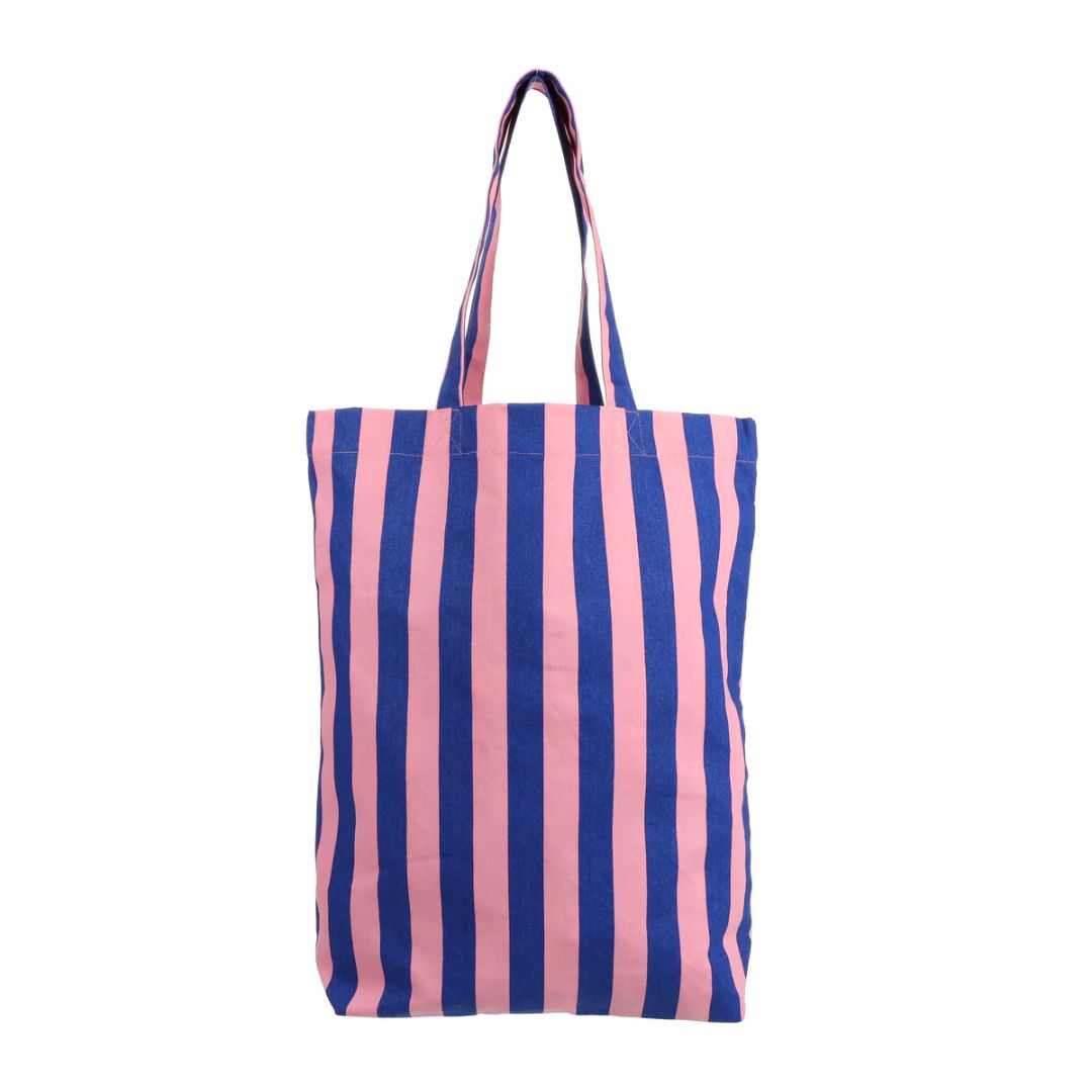 Baumwolltasche 'Stripes' kobalt/litschi