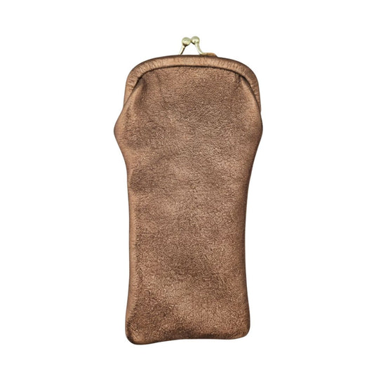 Brillenetui aus Leder mit Retro-Verschluss metallic haselnuss