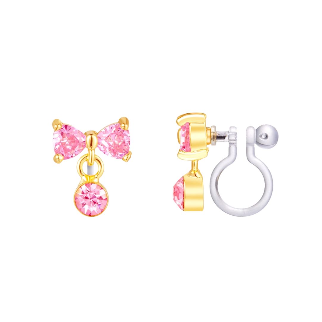 Cutie Ohrclips 'Kleine Luxe Drops Schleife rosa' Clip On