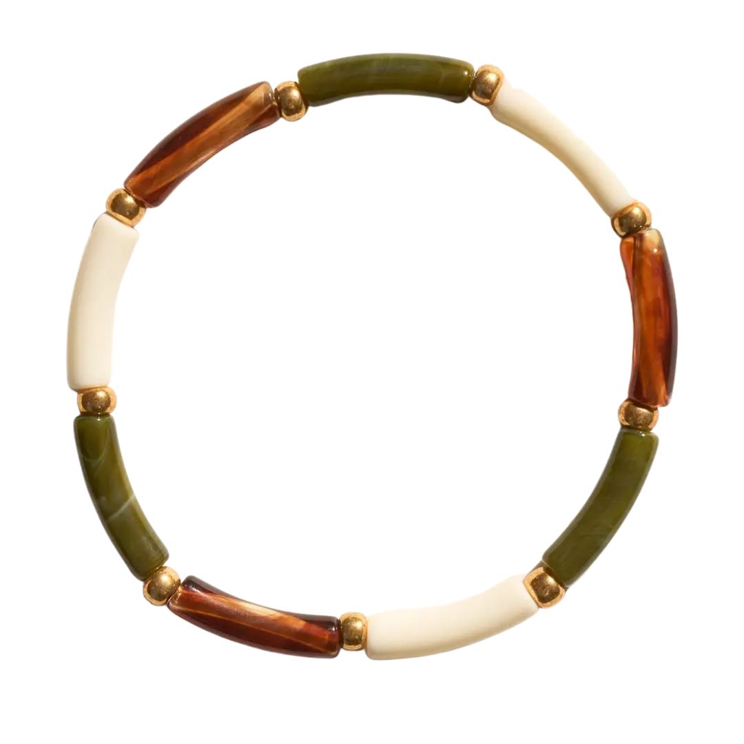 Damen Armband 'Aello' bernstein/olive/ecru