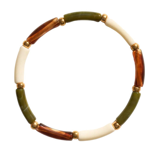 Damen Armband 'Aello' bernstein/olive/ecru