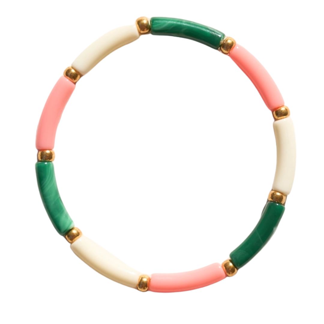 Damen Armband 'Aello' ecru/rosa/grün