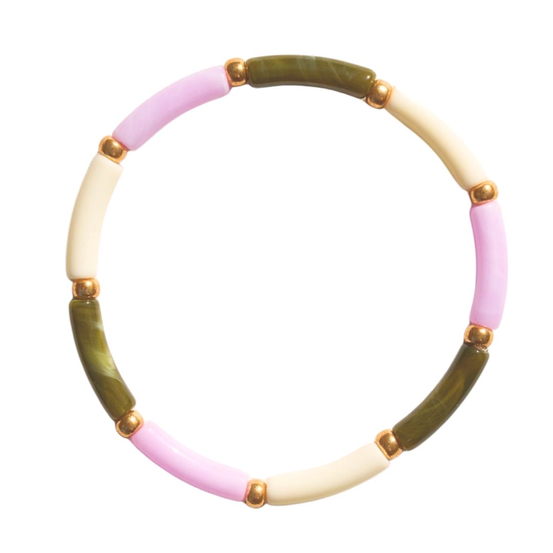 Damen Armband 'Aello' lila/olive/ecru