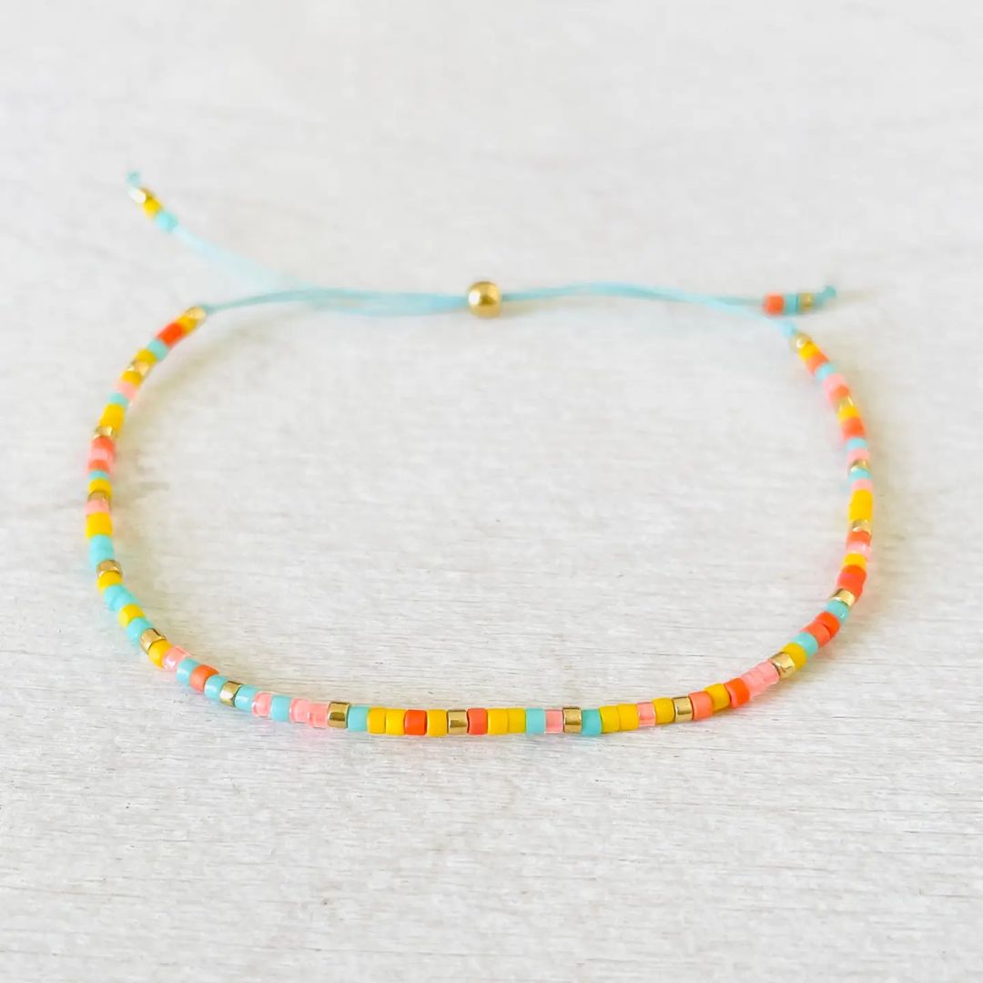 Damen Armband Single 'Miyuki Perlen' gelb/blau/orange