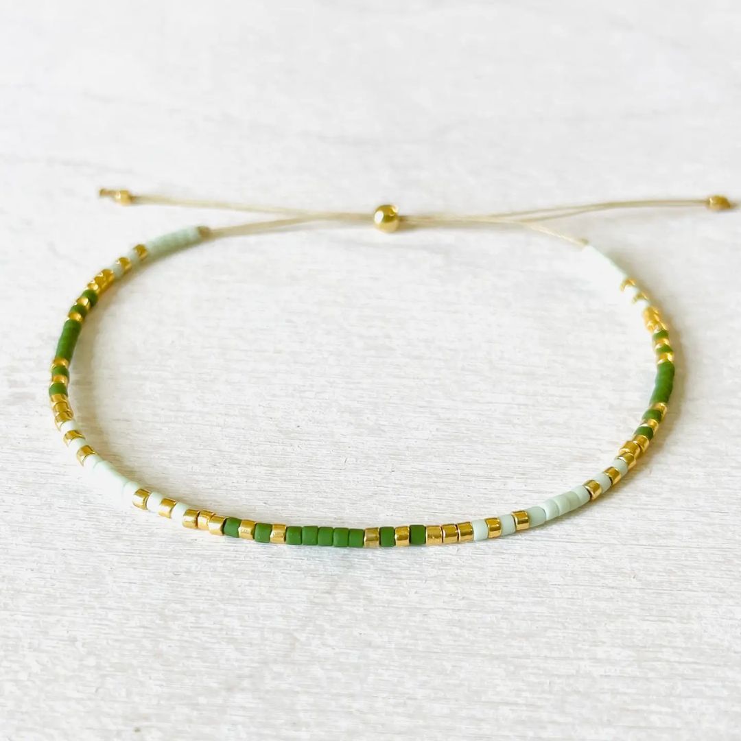 Damen Armband Single 'Miyuki Perlen' grün/mint/gold