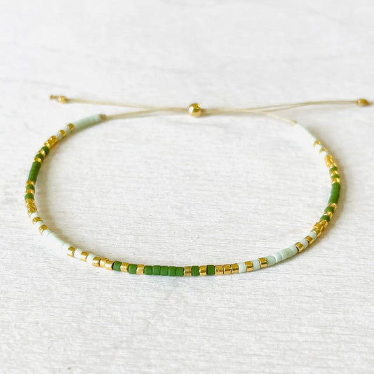 Damen Armband Single 'Miyuki Perlen' grün/mint/gold