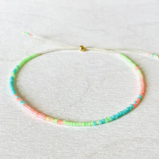Damen Armband Single 'Miyuki Perlen' grün/türkis/korall