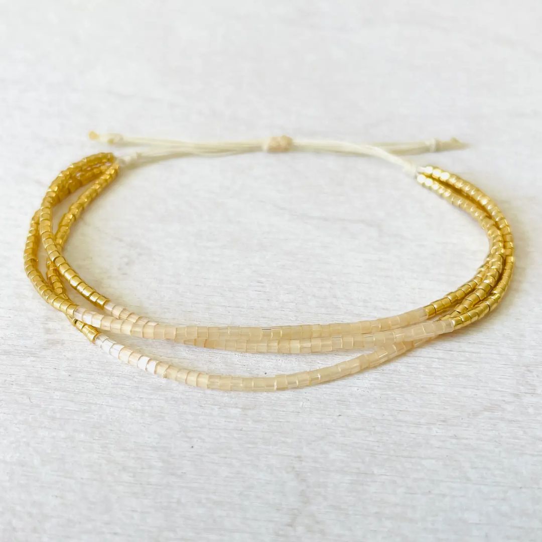 Damen Armband Triple 'Miyuki Perlen' pearl/gold