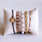 Damen Armband gewebt 'Streifen' nude