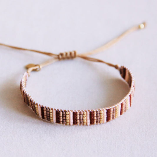 Damen Armband gewebt 'Streifen' nude