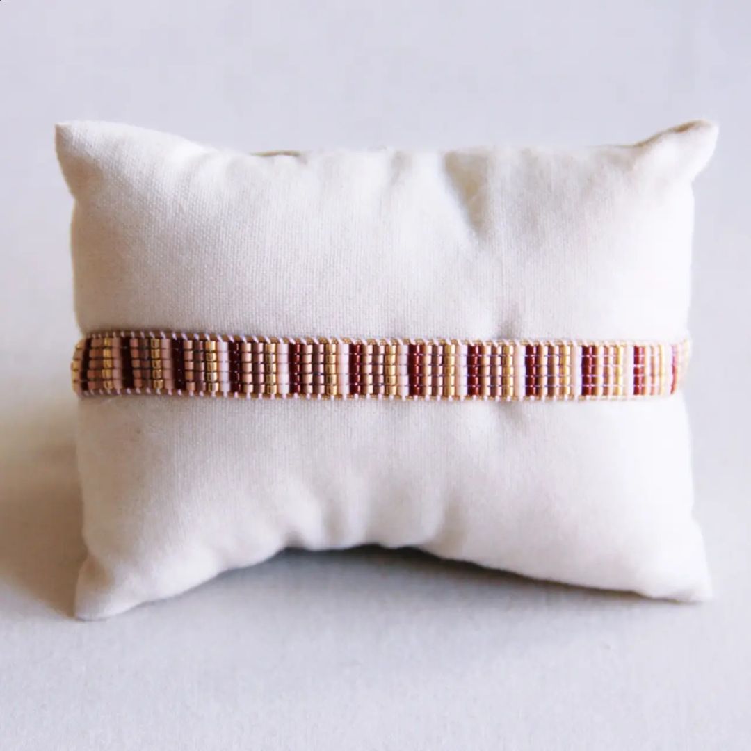 Damen Armband gewebt 'Streifen' nude
