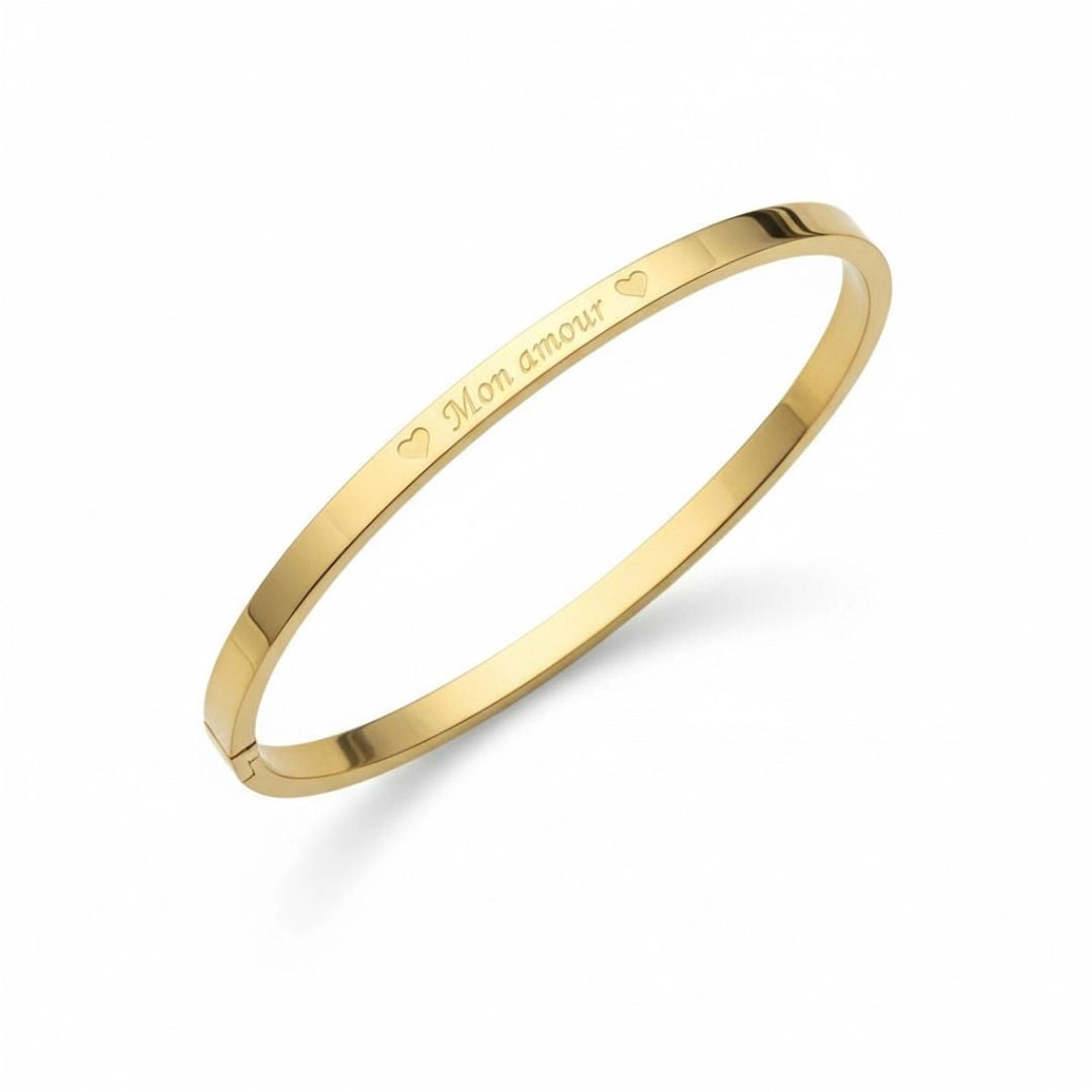 Damen Armband mit Gravour „Mon amour“ gold