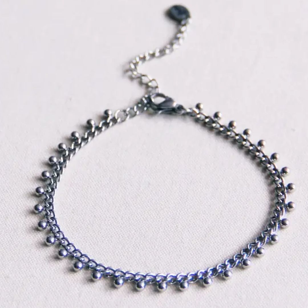 Damen Armband mit kleinen Gliedern und Kugeln silber