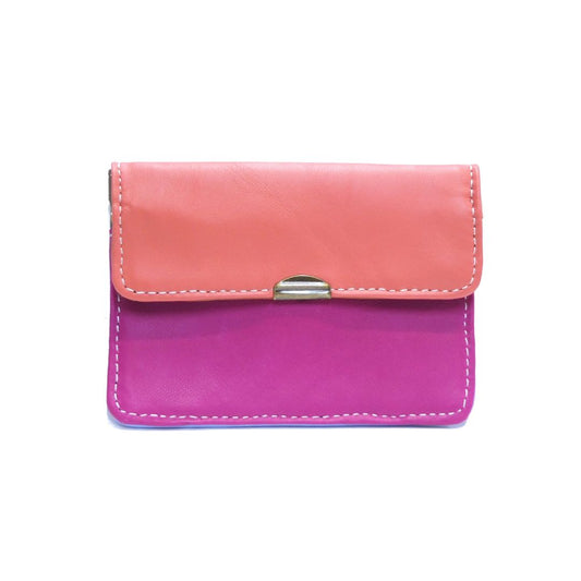 Damen Brieftasche Klein Mehrfach Leder rosa/fuchsia