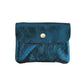 Damen Brieftasche Klein aus Leder metallic duck petrol