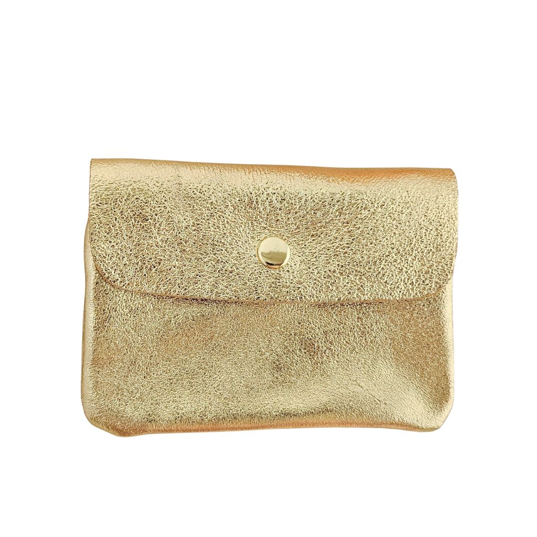 Damen Brieftasche Klein aus Leder metallic gold