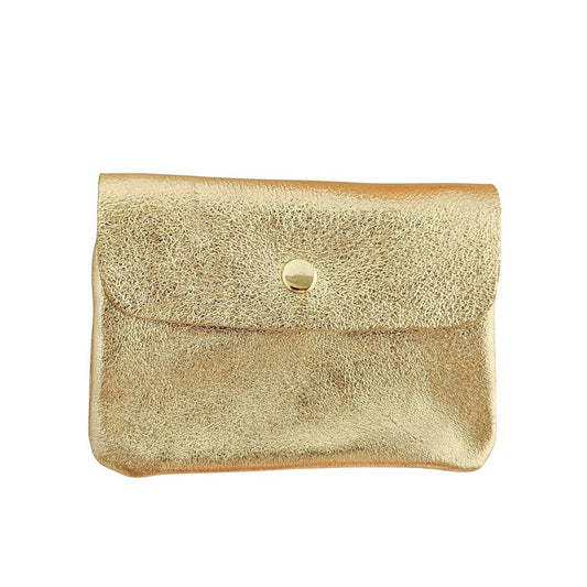 Damen Brieftasche Klein aus Leder metallic gold