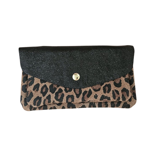 Damen Brieftasche aus Leder Leo-Kamel/Schwarz