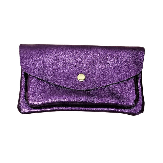 Damen Brieftasche aus Leder metallic violett
