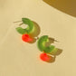 Damen Creolen 'Silva' olive/neon orange