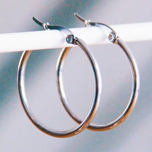 Damen Creolen aus Edelstahl 30 mm 'Basic' silber